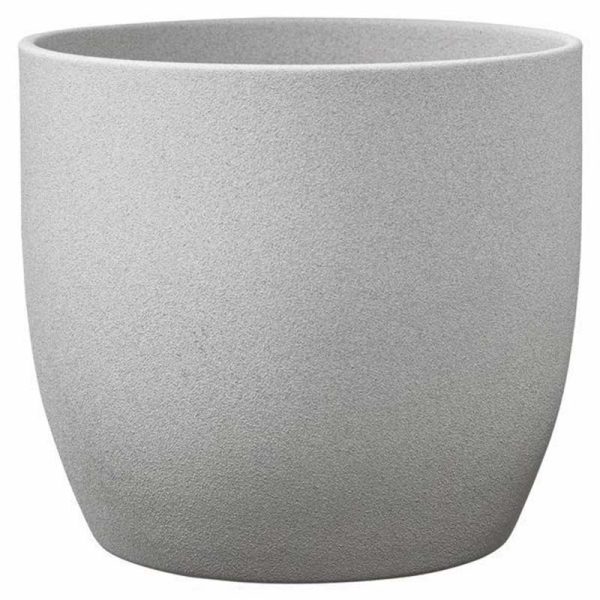 Basel Stone Ceramic Pot Light Gray Stone Effect